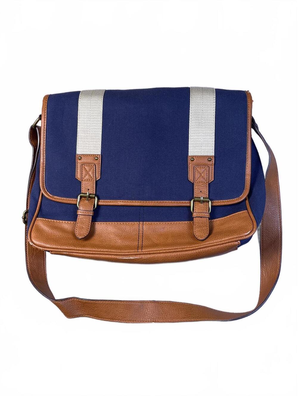 Aldo Navy and Brown Faux-Leather Trim Women's Messenger Bag